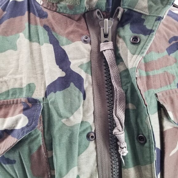 VTG US Army M65 Jacket Mens Woodland Camo Cold Weather Field Liner Coat Sz M - Picture 6 of 12